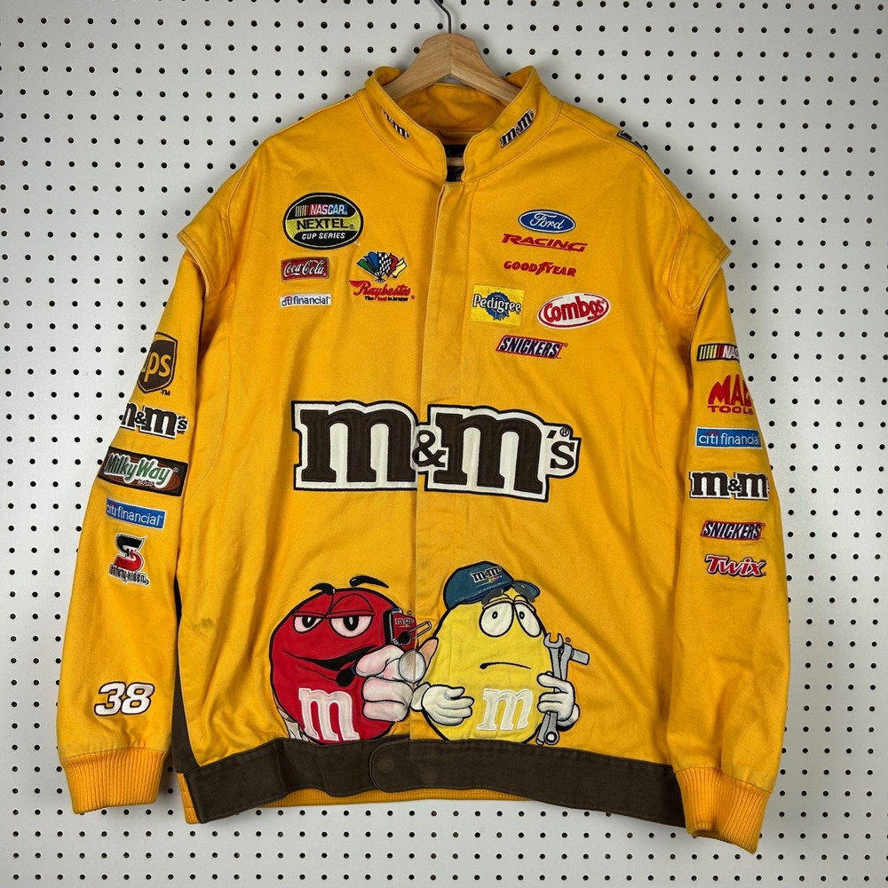 Chase Authentics NASCAR M&Ms Racing Jacket Yellow Cotton Twill 3XL Elliott Vtg